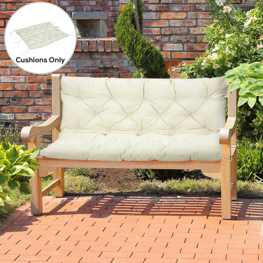 2 Seater Garden Bench Cushion, Outdoor Non-Slip Pad, 52" x 43" x 4", Beige Patio Chair Cushions Beige at Gallery Canada