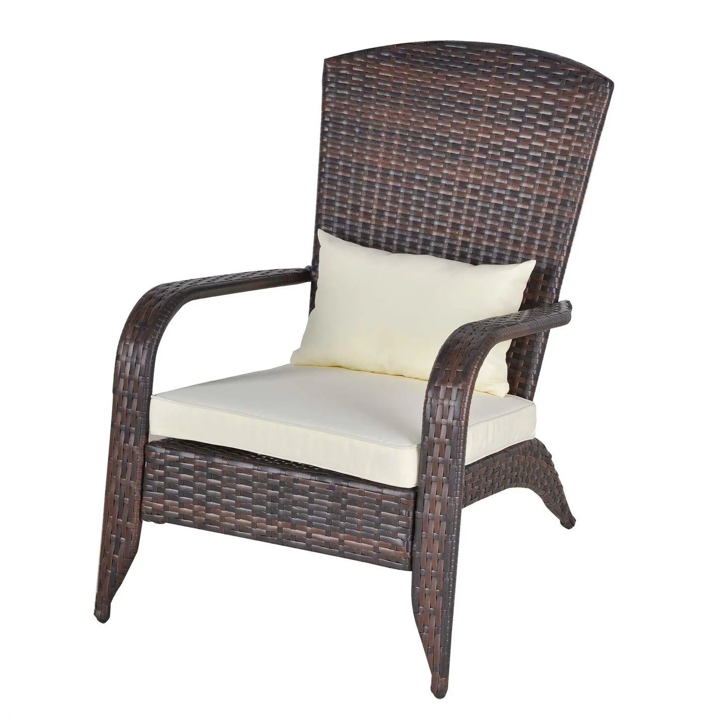 Cream White Patio Wicker Adirondack Chair, PE Rattan Fire Pit Chair, Cream White Patio Chairs at Gallery Canada