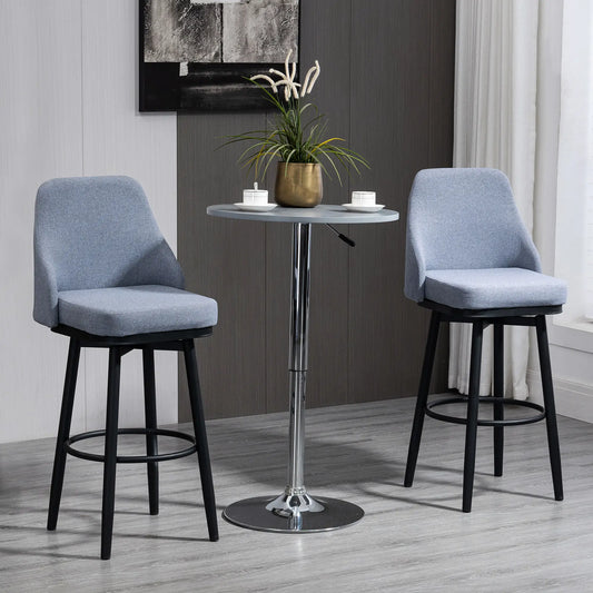 Extra Tall Bar Stools Set of 2, 360° Swivel, Steel Legs Footrest, Light Grey Bar Stools Light Grey at Gallery Canada