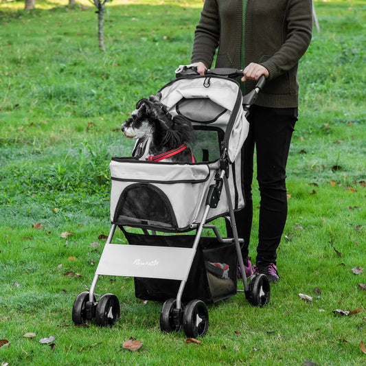Dog Stroller, One-Click Folding, 4 Wheels, Storage Basket, XS/Small, Grey Dog Bike Trailers & Strollers Grey at Gallery Canada