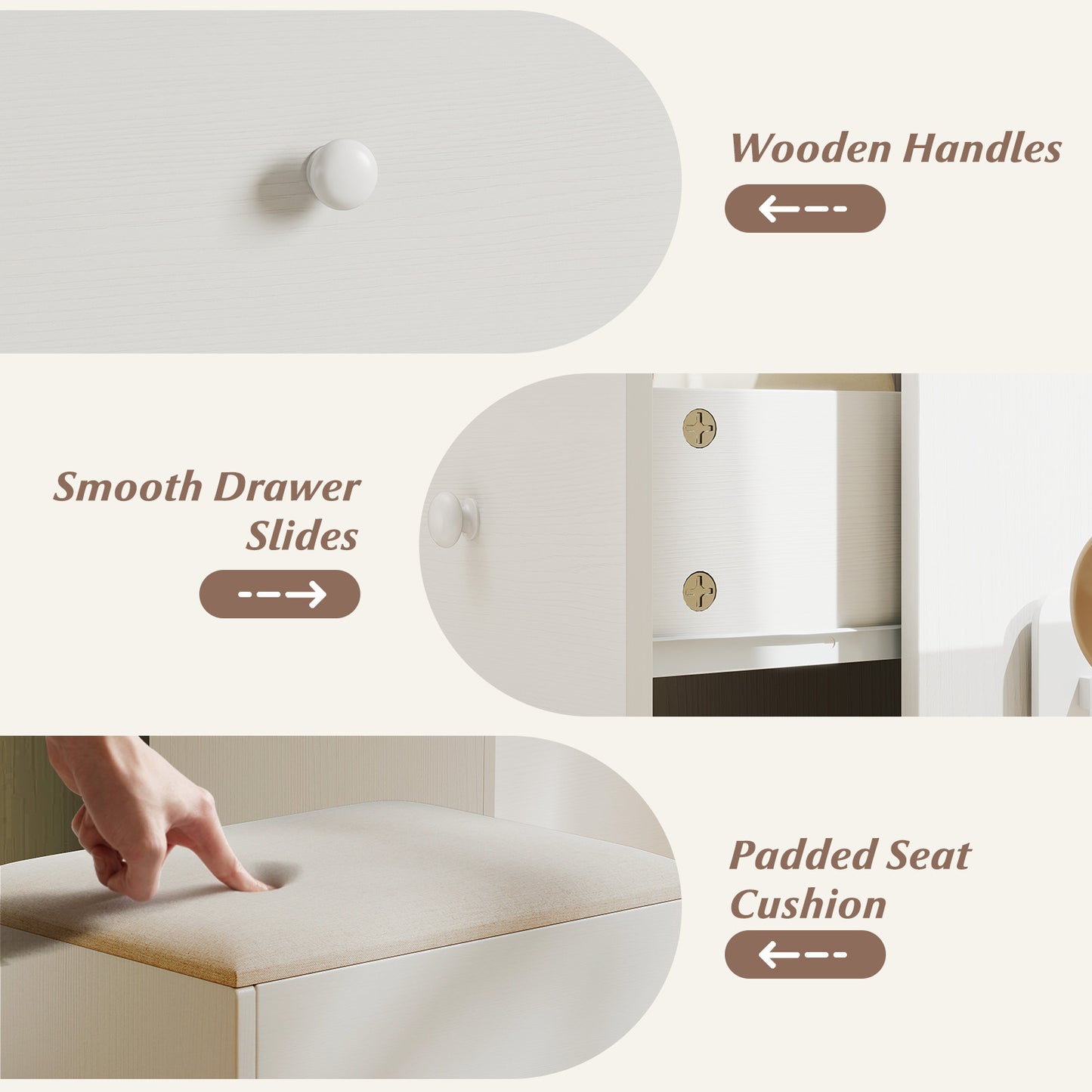 Vanity Desk with Mirror and Lights Makeup Dressing Table Vanity Table and Stool Set, White Makeup Vanities at Gallery Canada