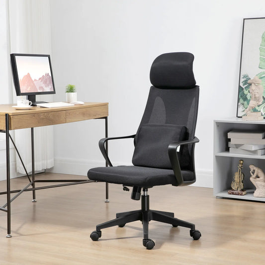 Chaise de bureau ergonomique à dossier haut, Chaise d'ordinateur en mesh, Soutien lombaire