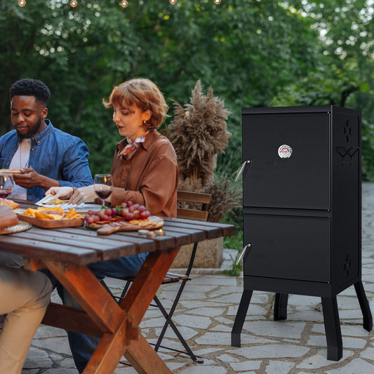 Vertical 2-Tier Outdoor Grill With Temperature Gauge, Black Outdoor Grills Black at Gallery Canada