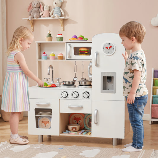 Vintage Play Kitchen Pretend Cooking Playset, White Play Kitchen Sets White at Gallery Canada