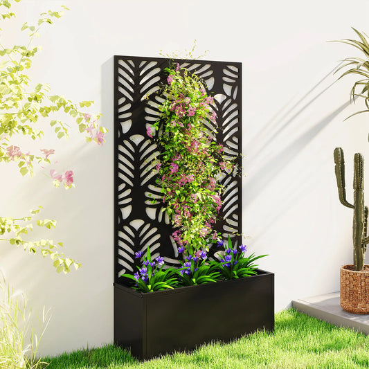 Metal Garden Bed With Trellis, Freestanding Or Wall Mounted Galvanized Planter Boxes Black at Gallery Canada