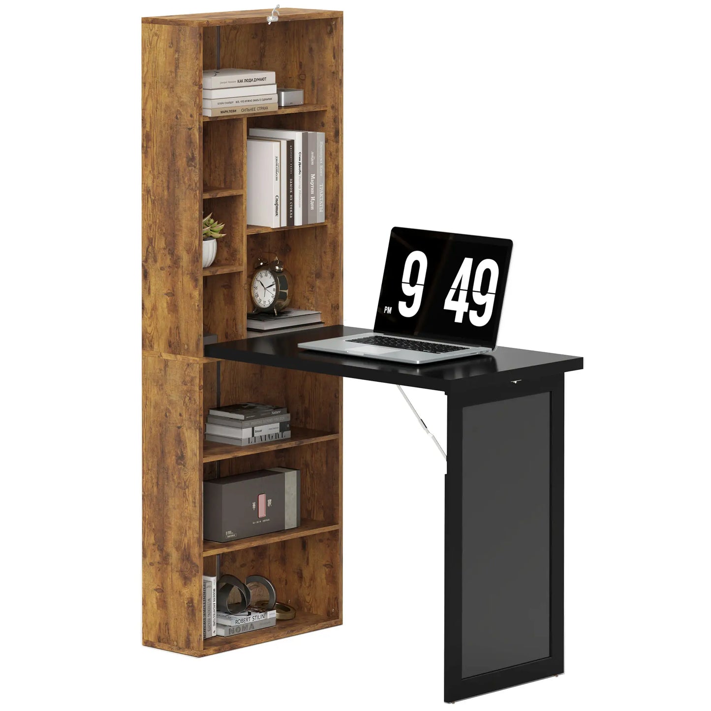 Fold-Out Convertible Office Desk, Wall Mount Computer Desk, Rustic Brown Computer Desks at Gallery Canada