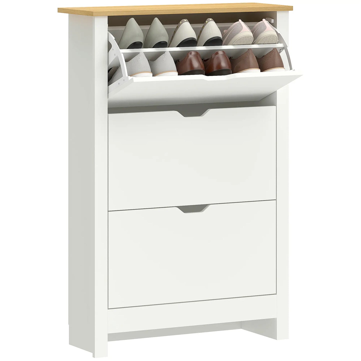 Shoe Storage Cabinet, 3 Flip Drawers, Adjustable Shelves, 9-18 Pairs, White Shoe Storage Cabinets & Racks at Gallery Canada
