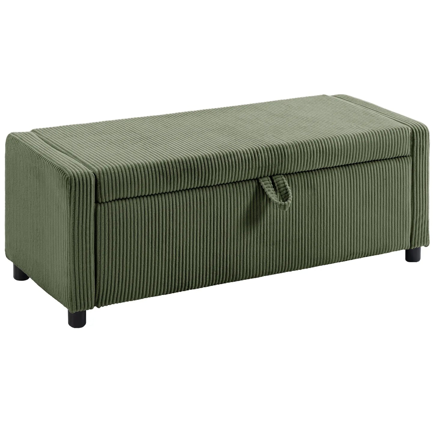 Storage Ottoman, Upholstered Corduroy Bench, Dark Green Storage Ottomans & Benches at Gallery Canada