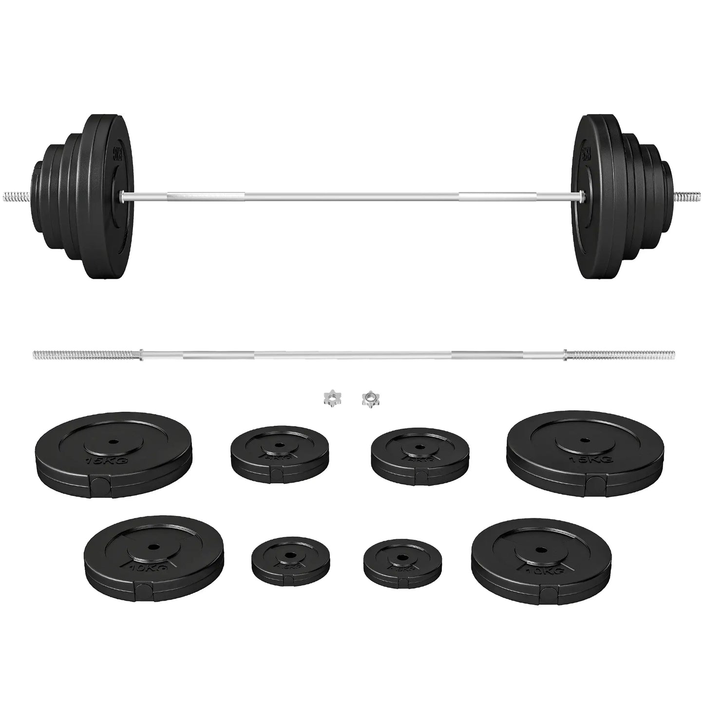 154 lbs Barbell Weight Set, Adjustable Weights, 67" Barbell Bar Dumbbells & Barbells at Gallery Canada
