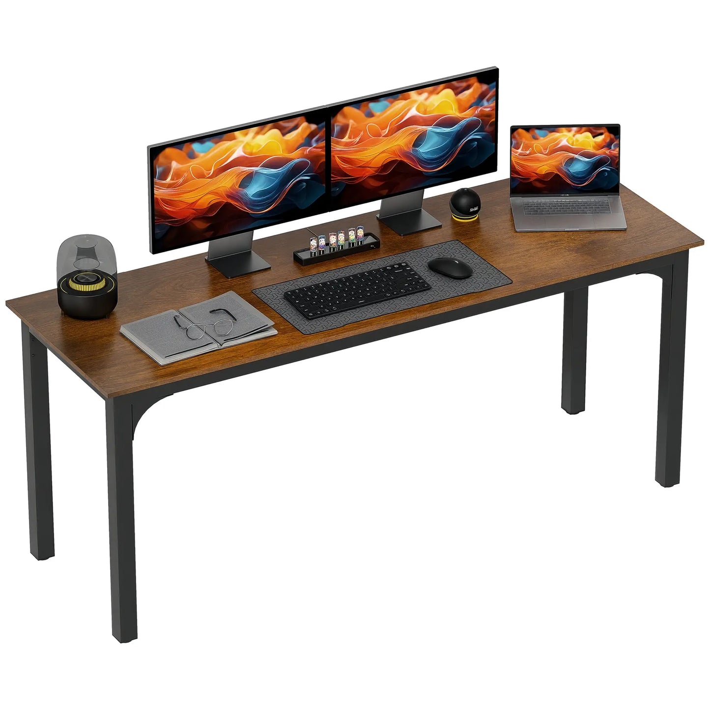 71" Computer Desk, Metal Legs, Rustic Brown Computer Desks at Gallery Canada