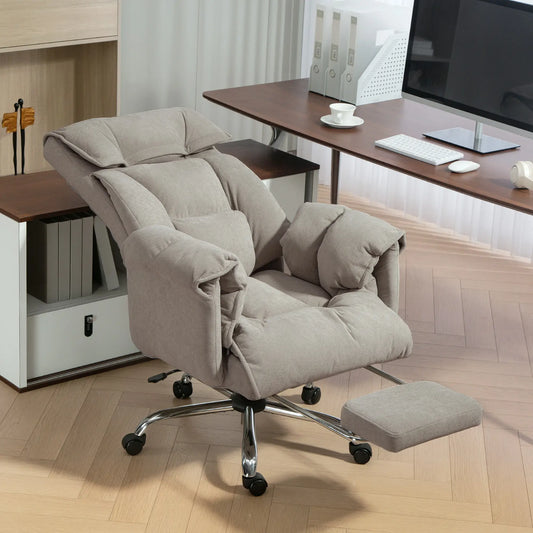 High Back Office Chair, Reclining with Footrest, High Resilience Foam, Swivel Wheels, Light Grey Executive & Manager Chairs Light Grey at Gallery Canada