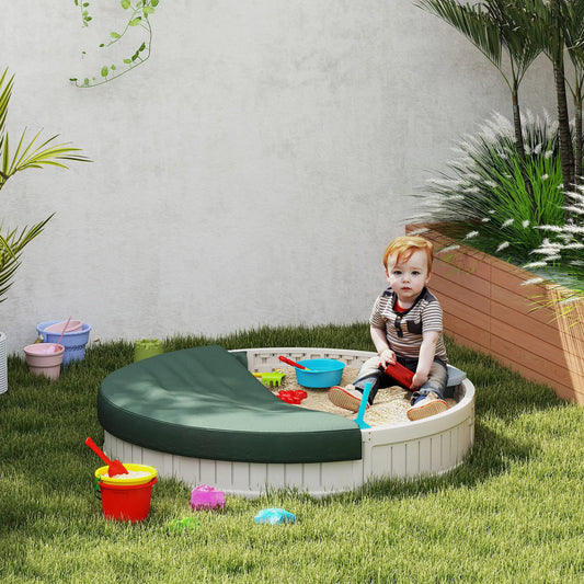 Kids Outdoor Sandbox with Cover, Waterproof Canopy, 3-12 Years, Cream White Sandboxes & Accessories Cream White, Grey at Gallery Canada