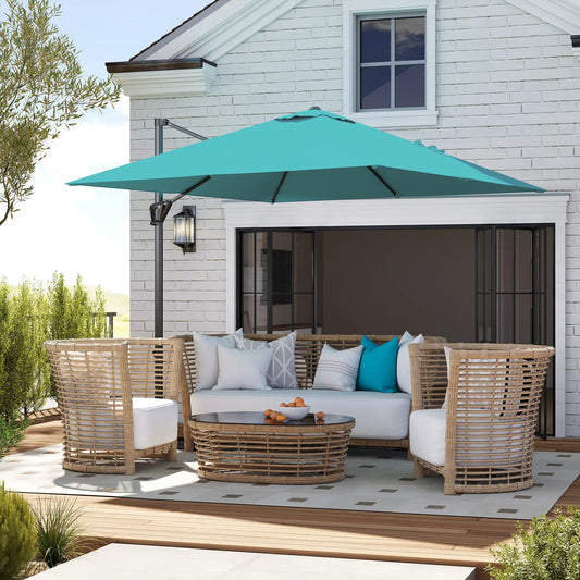 8'x8' Square Patio Hanging Offset Umbrella, Outdoor Cantilever Parasol, Blue Offset Cantilever Umbrellas Blue at Gallery Canada