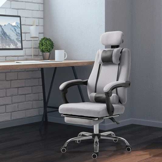 Ergonomic High Back Office Chair, Footrest, Lumbar Support, Grey Executive & Manager Chairs Grey at Gallery Canada