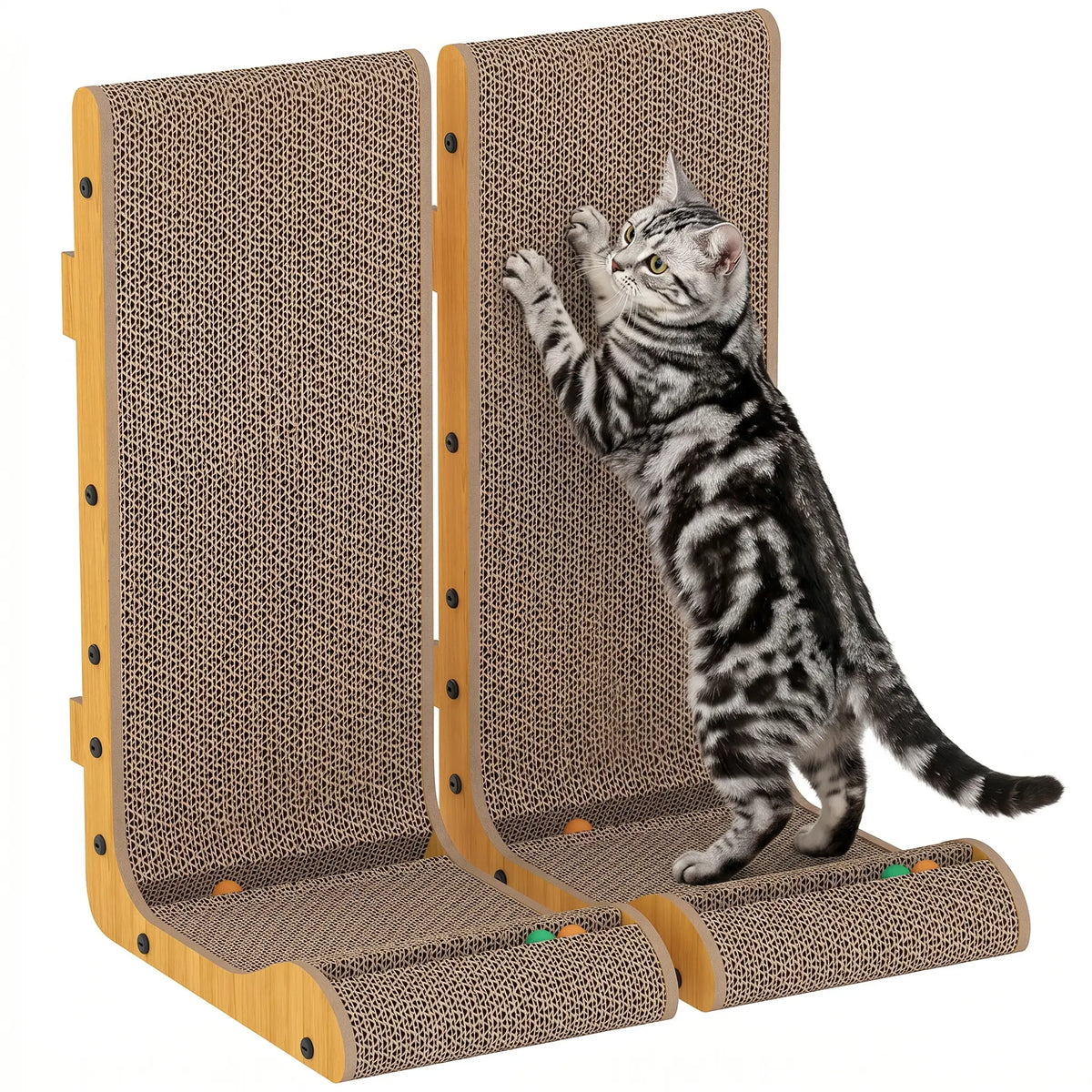 2PCS L-Shape Cat Scratching Board With 3 Toy Balls, Catnip, Black Cat Posts at Gallery Canada