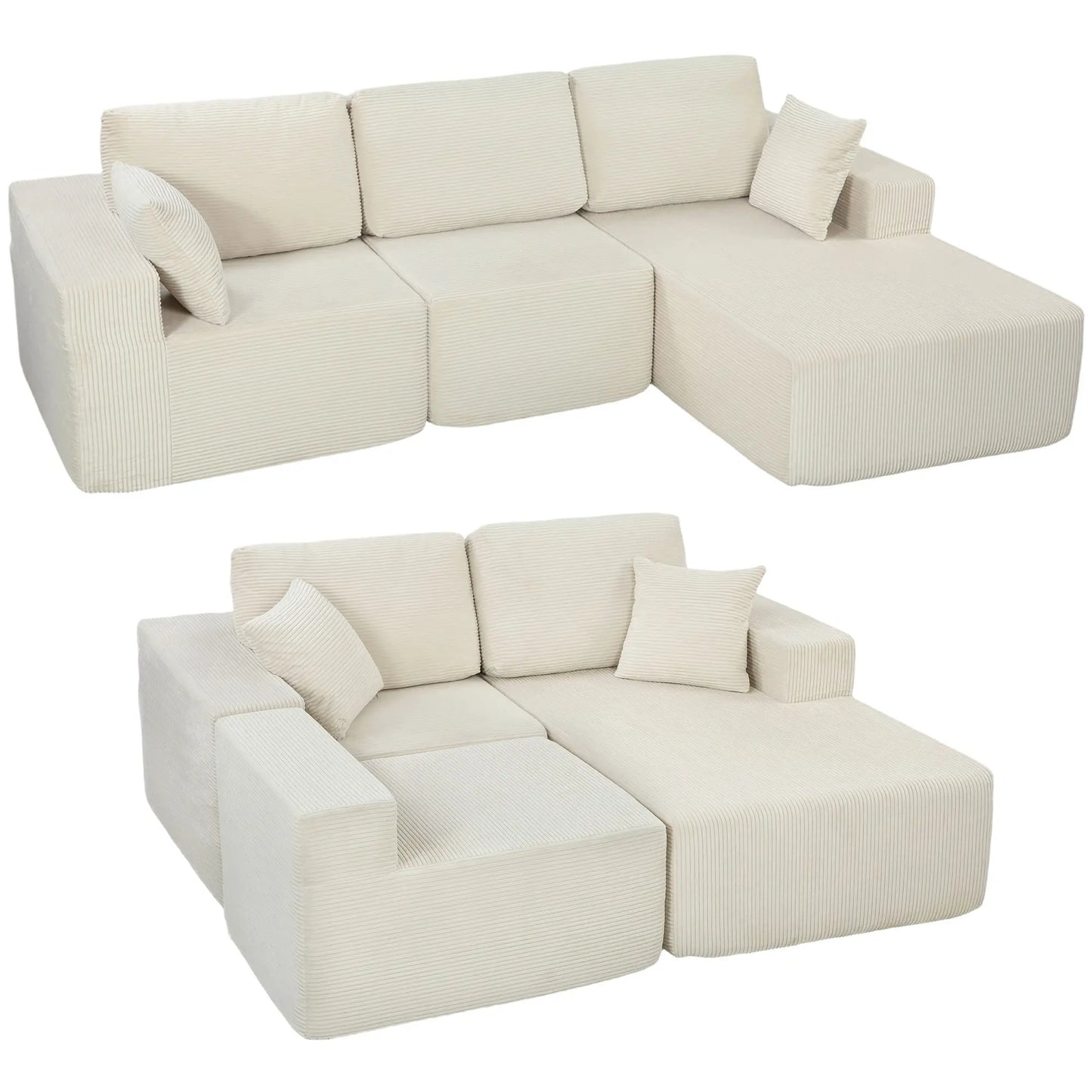 Modular Sectional Sofa, L Shaped Couch Sofa Bed, Cream White 3-Seater Sofas at Gallery Canada