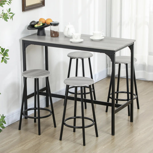 5-Piece Counter Height Bar Table and Chairs, Dining Table and Chairs Set for 4, Pub Table and Chairs Bar Sets Grey, Black at Gallery Canada