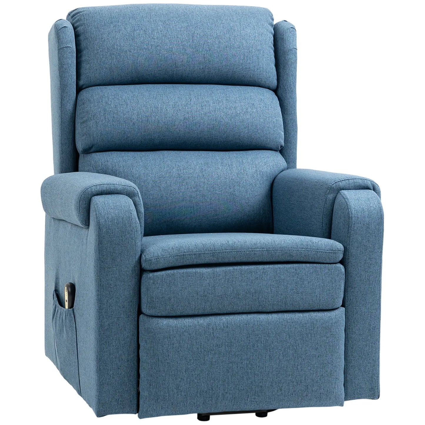 Power Lift Chair Recliner with Footrest, Remote, Side Pockets, Blue Electric Power Lift Chairs at Gallery Canada