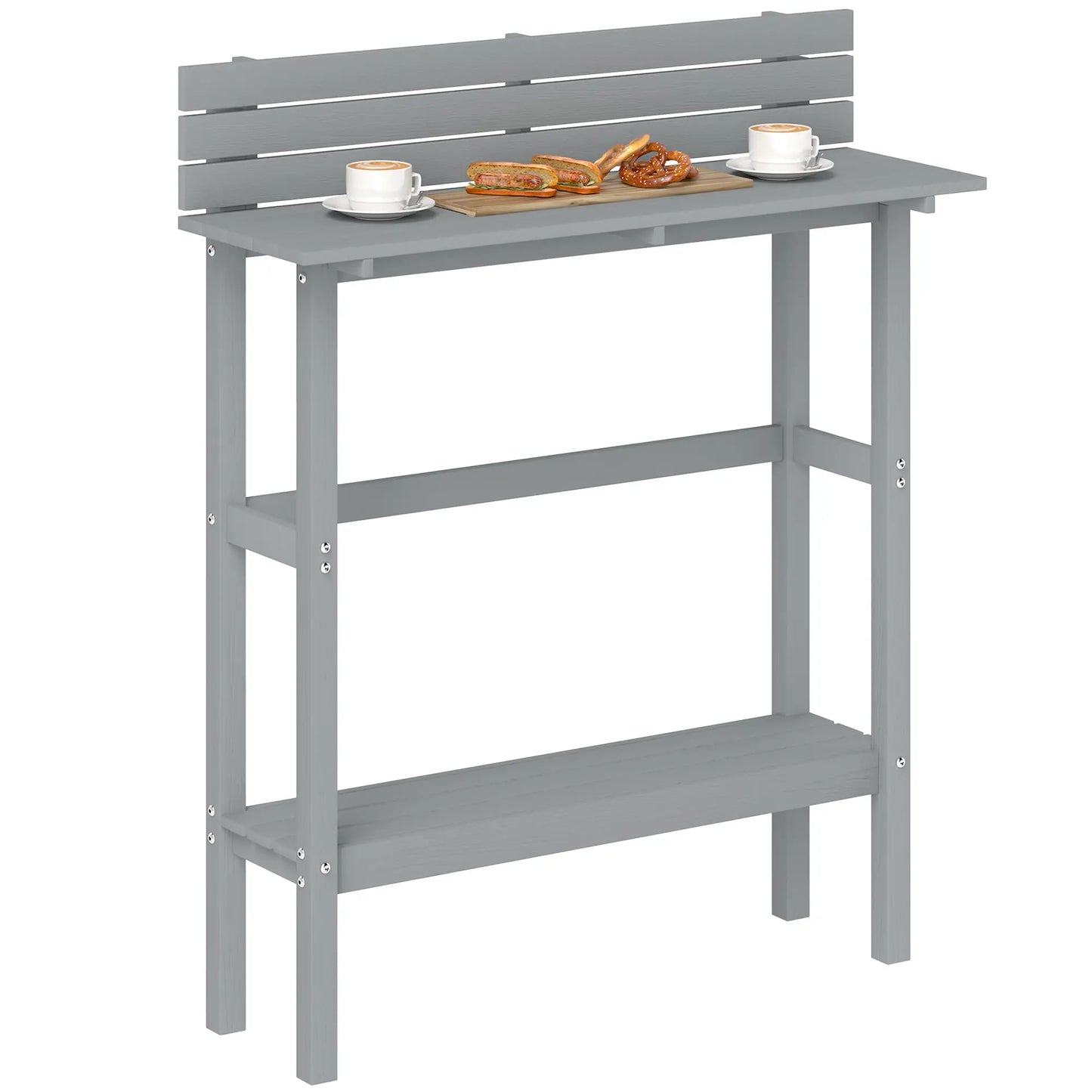 110cm Rectangle Outdoor Bar Table, Slatted Top, Grey Patio Dinning Tables at Gallery Canada
