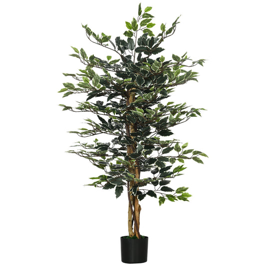 4.3FT Artificial Ficus Tree, Fake Tree with Leaves, Faux Plant in Nursery Pot for Indoor and Outdoor Decoration - Gallery Canada
