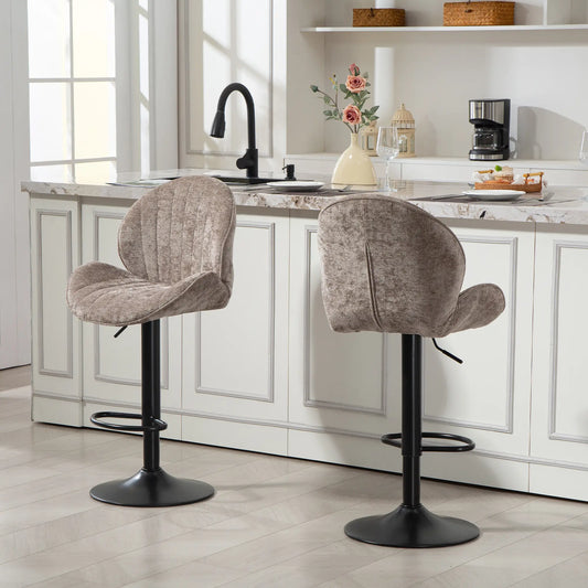 Swivel Bar Stools Set Of 2, Adjustable Height, Brown Bar Stools Brown, Black at Gallery Canada