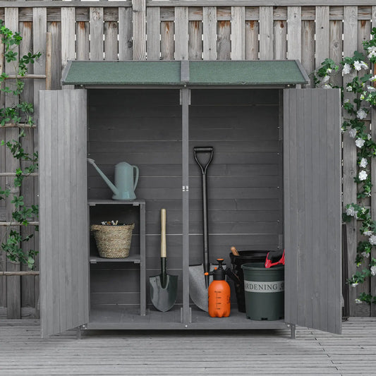 Garden Storage Shed, Asphalt Roof, Wooden, Double Door, Green and Grey Sheds Green, Grey at Gallery Canada