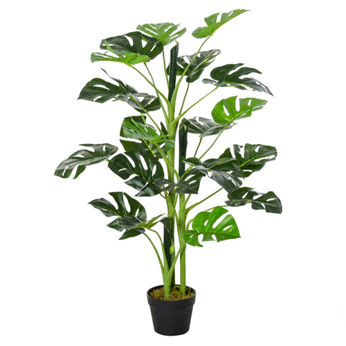 3FT Artificial Monstera Deliciosa Tree, Faux Plant with 21 Leaves, Fake Tree in Nursery Pot for Indoor and Outdoor, Green