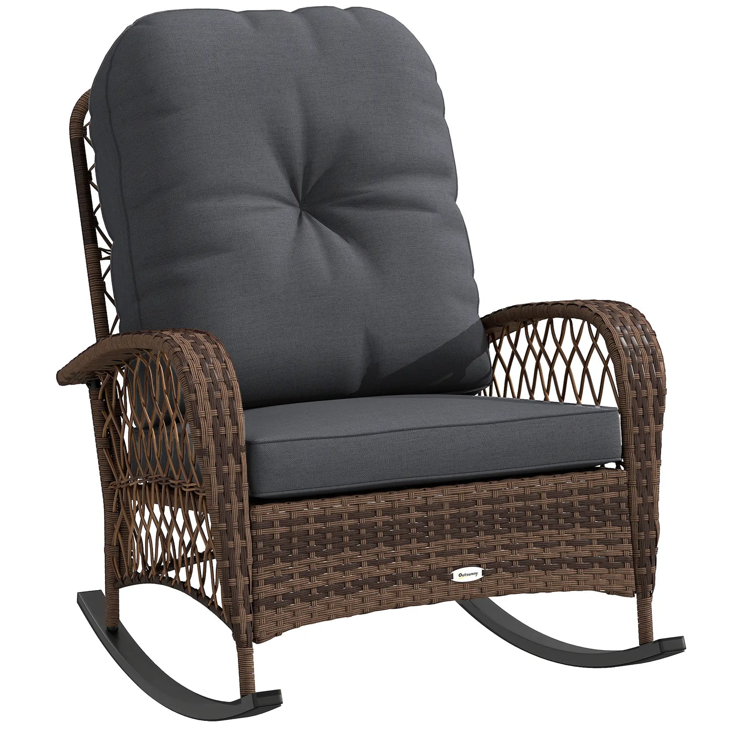 Outdoor Wicker Rocking Chair With Thick Cushions, Black Outdoor Rocking Chairs at Gallery Canada