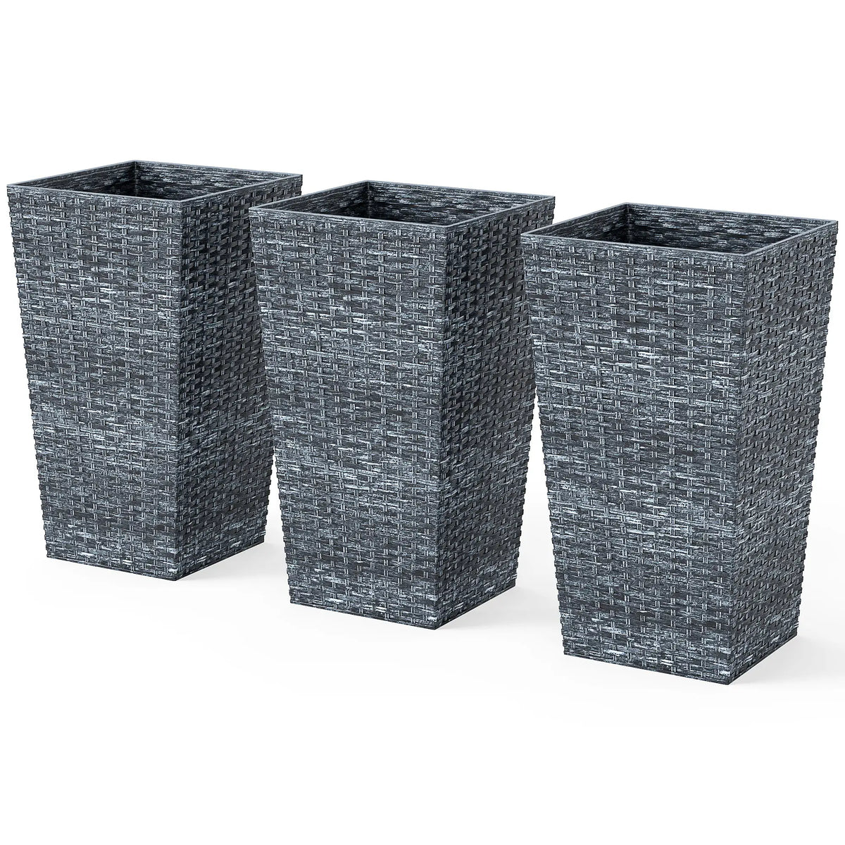 Ensemble de 3 supports de plantes hauts, pot de fleurs d'intérieur et d'extérieur, gris mélangé, gris