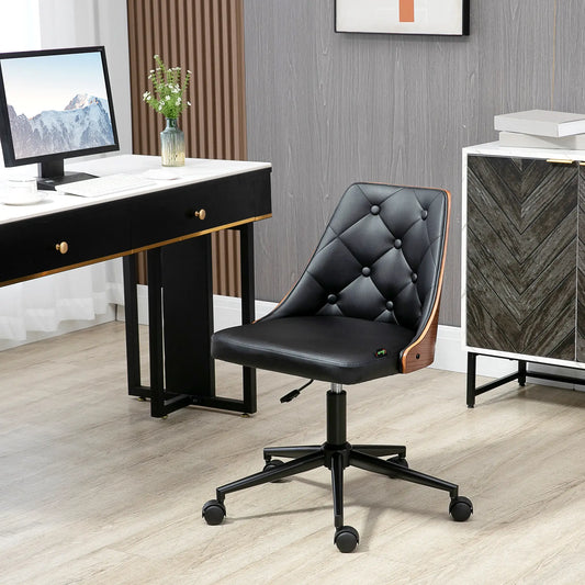PU Leather Office Chair, 360 Swivel Wheels, Adjustable Height, Black Office Chairs Black, Walnut at Gallery Canada