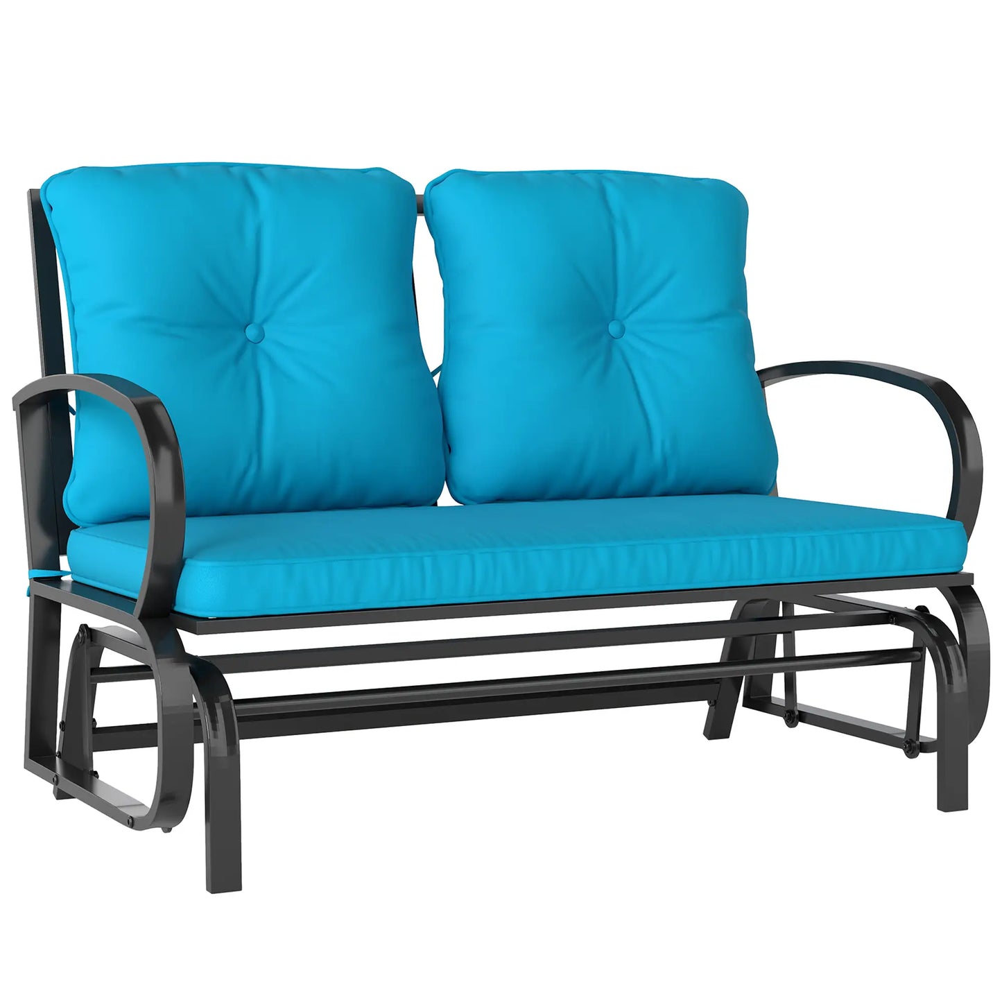 2-Person Outdoor Glider Chair, Steel Frame, Cushions, Blue Outdoor Gliders at Gallery Canada