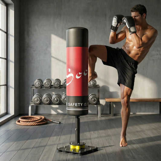 Freestanding Punching Bag, 53" Heavy Duty Boxing Bag With 12 Suction Cups Punching Bag Stands Red, Black at Gallery Canada