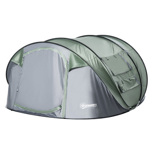 5 Person Camping Tent, Easy Pop Up Tent with Doors, Windows and Carry Bag, Automatic Setup Tent for Hiking, Dark Green at Gallery Canada