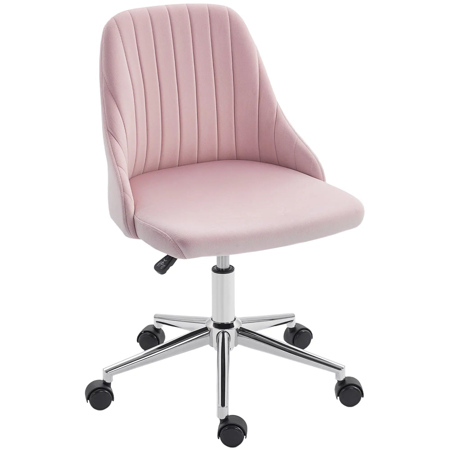 Velvet Makeup Chair, Adjustable Height, Swivel Wheels, Pink Task Chairs at Gallery Canada