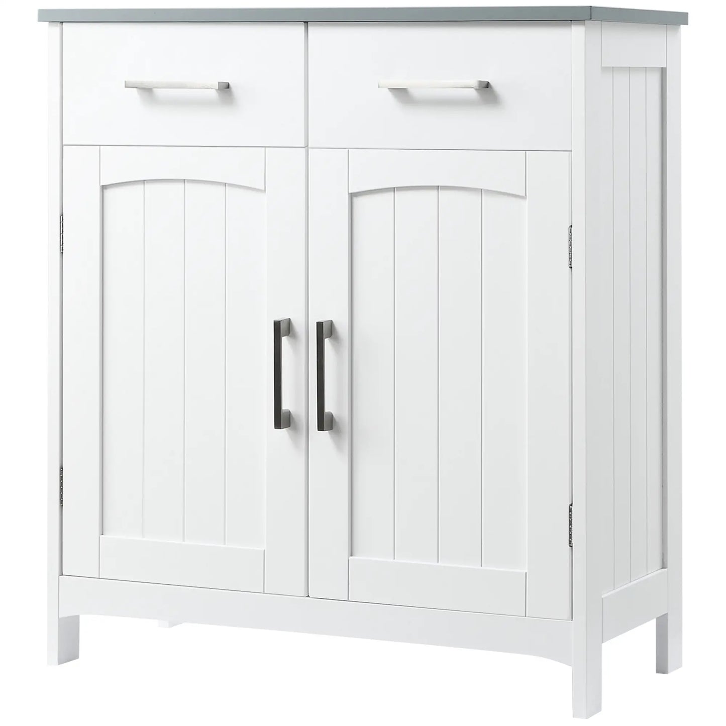Freestanding Bathroom Cabinet, 2 Drawers, Double Doors, Adjustable Shelf, White Bathroom Cabinets at Gallery Canada