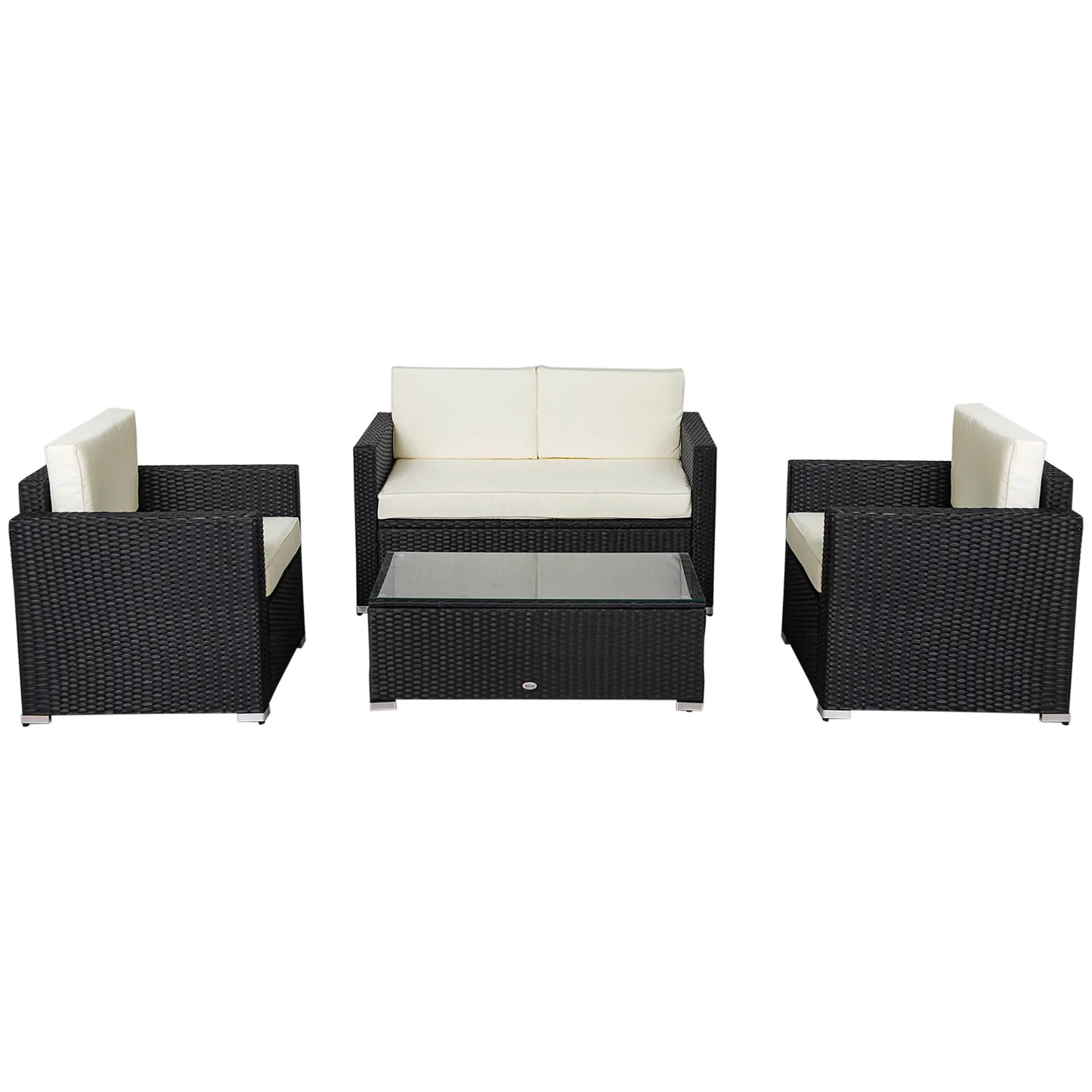 4-Piece Sectional Patio Set, Rattan Wicker Chairs with Cushions, Cream White Patio Furniture Sets at Gallery Canada