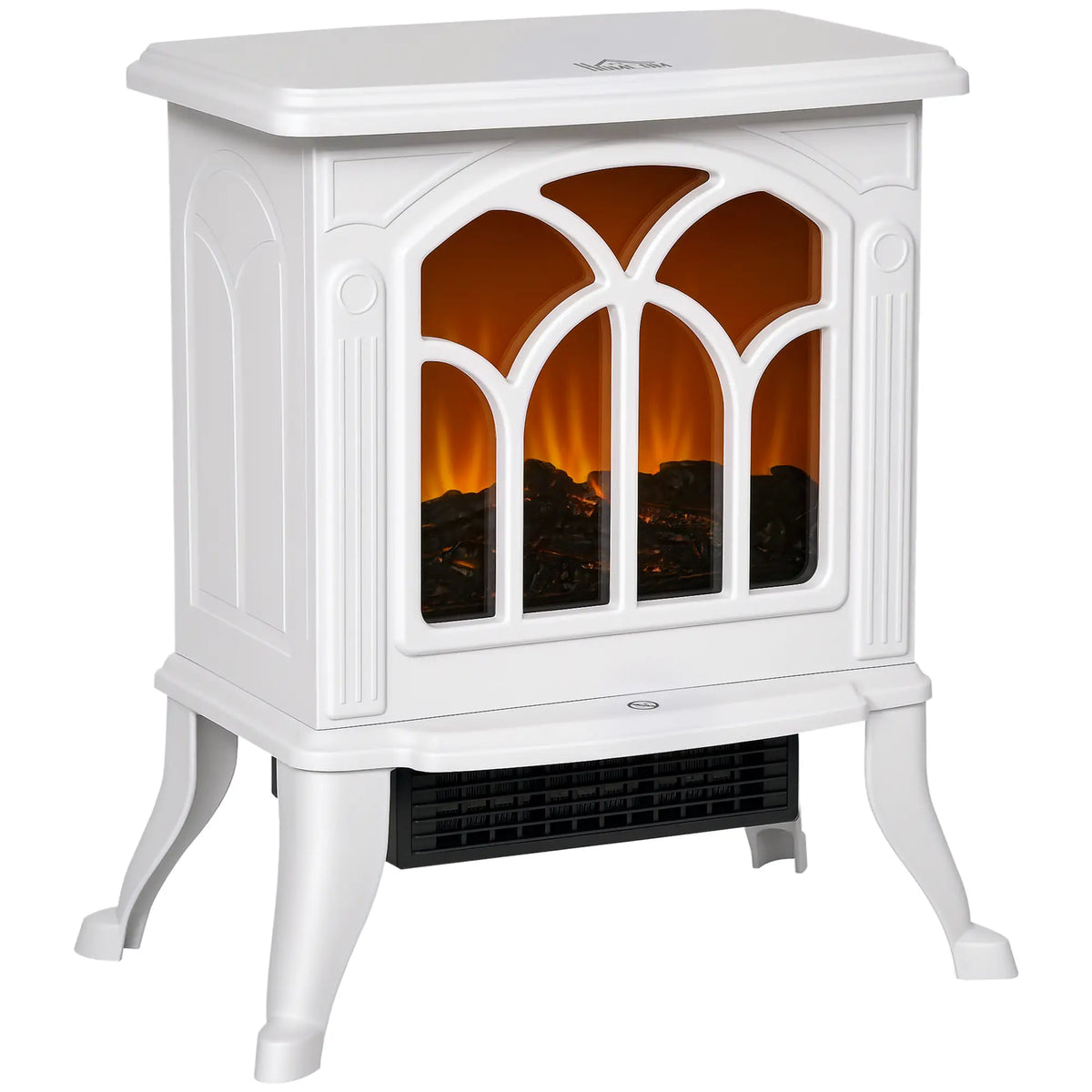 Electric Fireplace Heater, Freestanding, Realistic Flame, Overheat Protection, 750W/1500W, White Electric Fireplaces at Gallery Canada