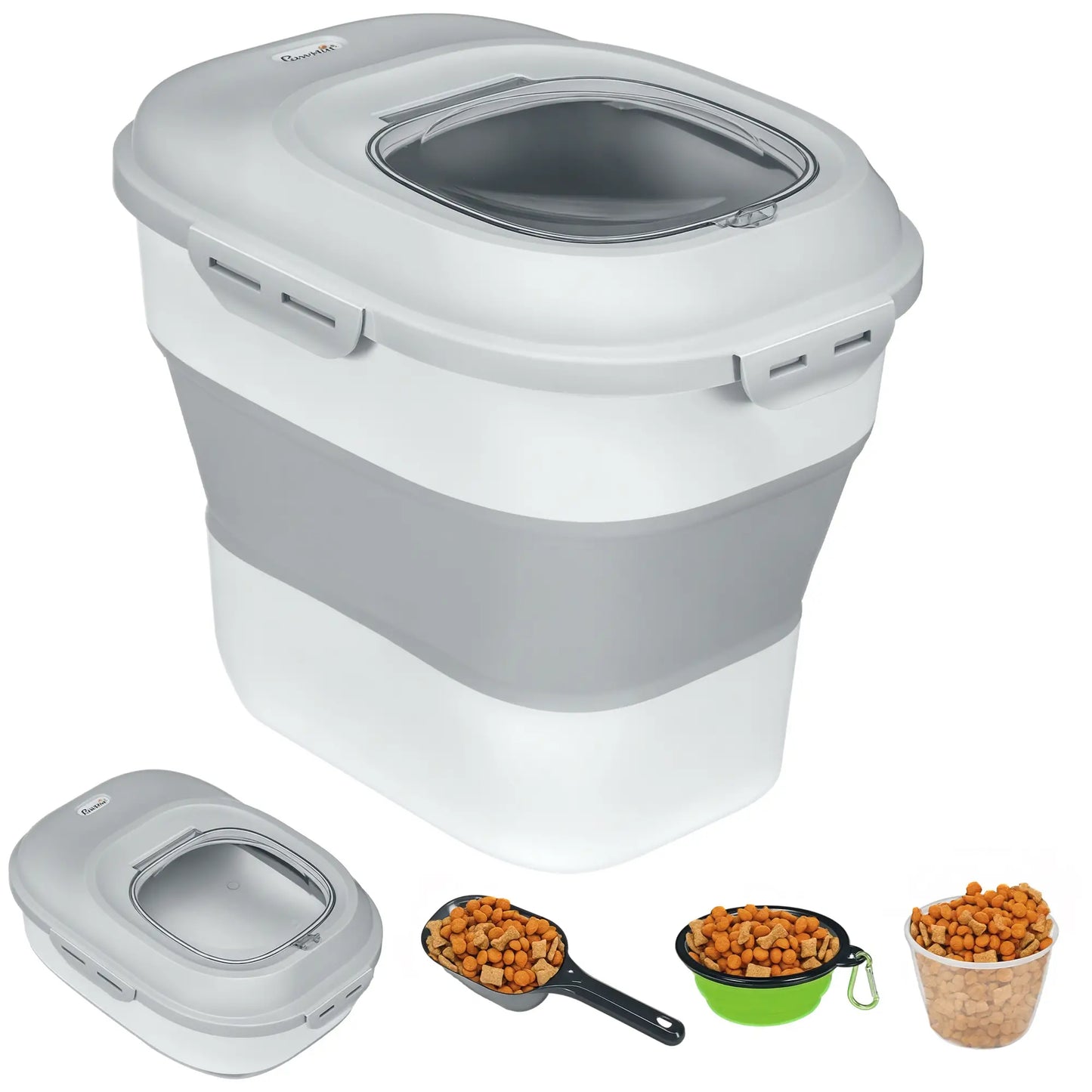 6-30lb Collapsible Dog Food Container, Airtight Lids, Wheels, Grey Dog Bowls at Gallery Canada