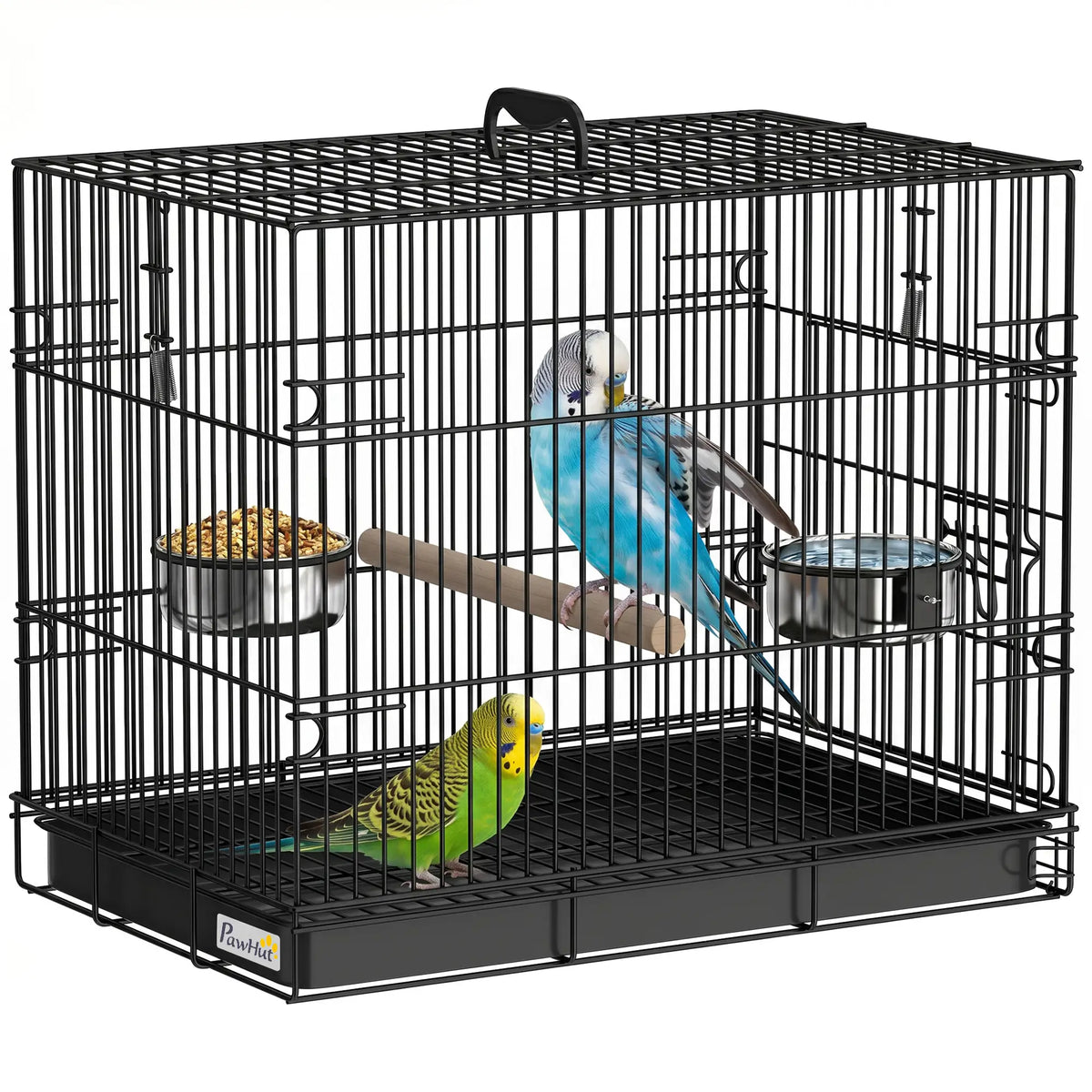 Bird Cage Portable w/ Slide-Out Tray Travel Cage for Parakeets w/ Perch &; Food Bowls Black Bird Cages at Gallery Canada