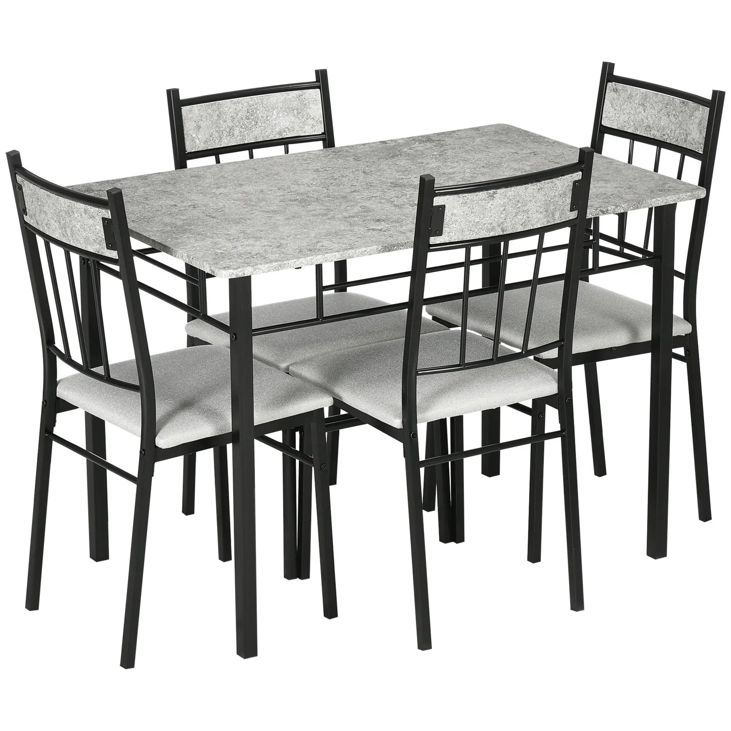 5-Piece Dining Set, Marble Tabletop, Padded Chairs, Metal Frame, Grey Bar Sets at Gallery Canada