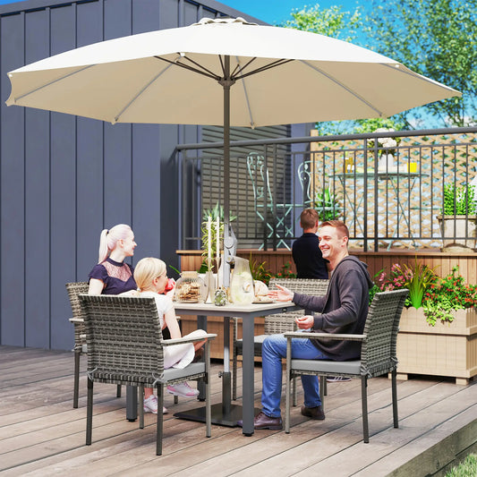 Ensemble de mobilier d'extérieur en rotin 5 pièces, salle à manger de patio avec coussins, gris