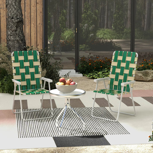 Folding Patio Chairs, Portable Set With Armrests, Green Patio Chairs Green, White at Gallery Canada