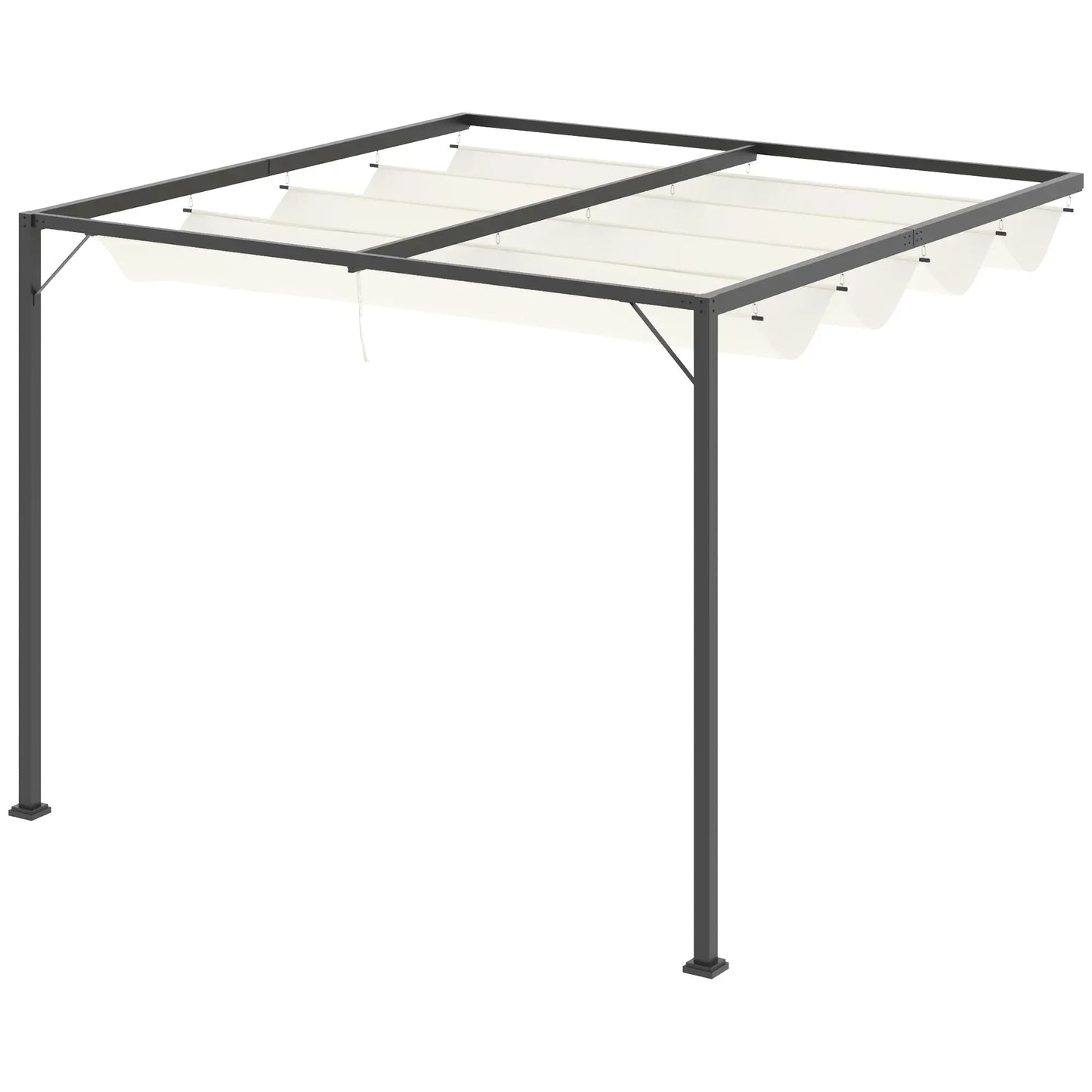 10'x10' Outdoor Pergola Gazebo, Retractable Canopy, Metal Frame, Cream White Pergolas at Gallery Canada