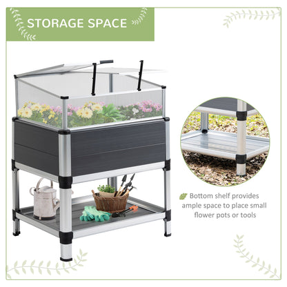 Raised Garden Bed with Cold Frame Greenhouse and Storage Shelf, Aluminum &; PVC Elevated Planter Box for Herbs and Vegetables, Use for Patio, Backyard, Balcony at Gallery Canada