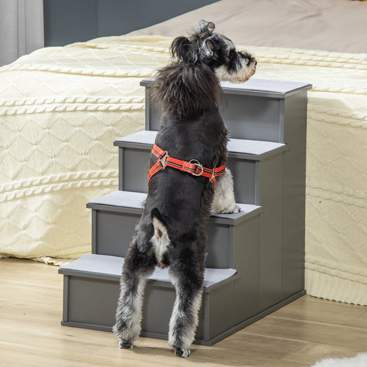 Dog Pet Stairs for Bed, Cat Ladder for Couch, Non-Slip Carpet, 15.7" x 23.2" x 21.3", Grey Dog Stairs at Gallery Canada