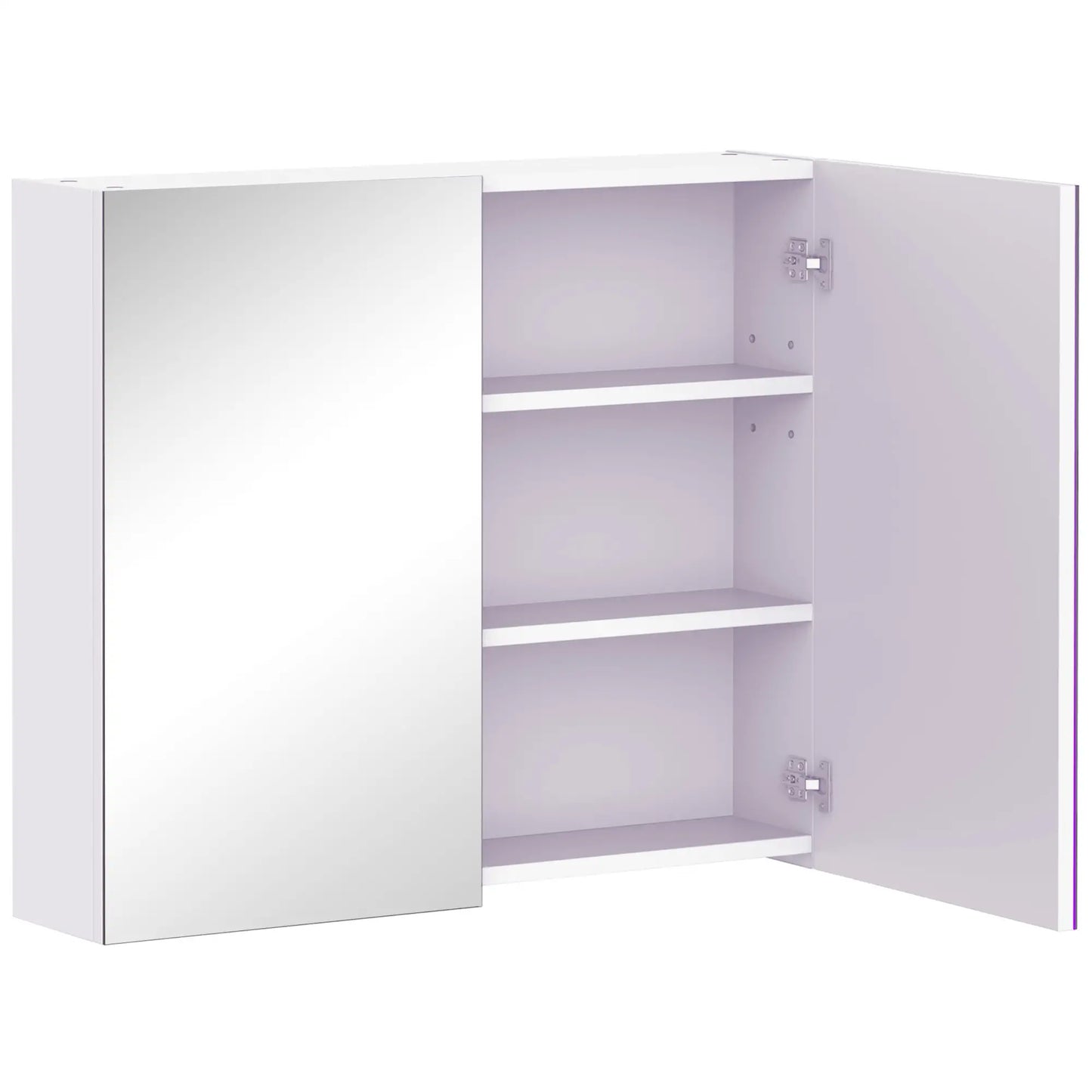 Wall Mount Mirrored Medicine Cabinet, Adjustable Shelf, Double Soft Closing Doors, Light Lilac Mirror Medicine Cabinets at Gallery Canada