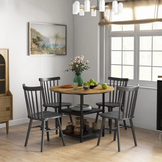 Round Kitchen Table, 39.4 Inch, Storage Shelves, Rustic Brown Bar Tables & Dining Tables Rustic Brown, Black at Gallery Canada