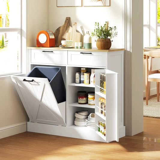 10 Gallon Hidden Garbage Bin Cabinet, Tilt Out Trash, White Bar Cabinets White, Black, Oak at Gallery Canada