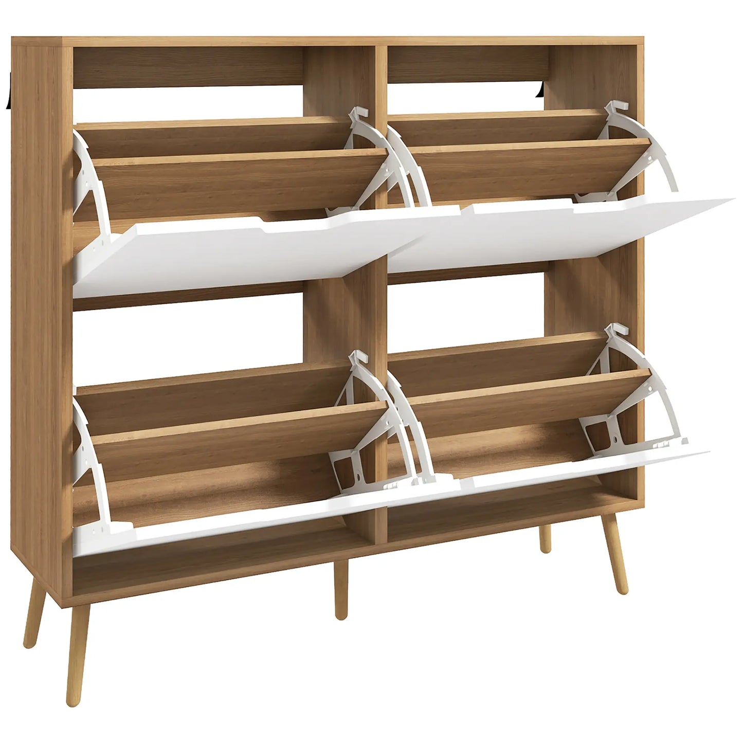 Shoe Storage Cabinet, 4 Flip Drawers, Adjustable Shelf, Holds 8-16 Pairs, Natural Shoe Storage Cabinets & Racks at Gallery Canada