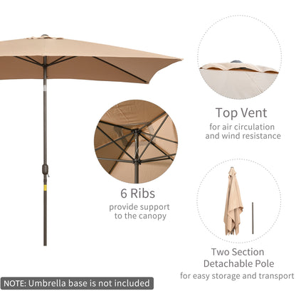 6.5x10ft Patio Umbrella Rectangle Aluminum Tilt Garden Market Parasol Outdoor Sunshade Canopy with Crank (Tan) at Gallery Canada